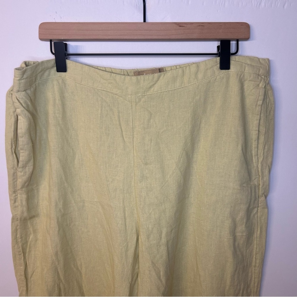 Free People Free-est Yellow/Green Linen Blend Wide Leg Pants Pants, Size XL - Picture 3 of 10